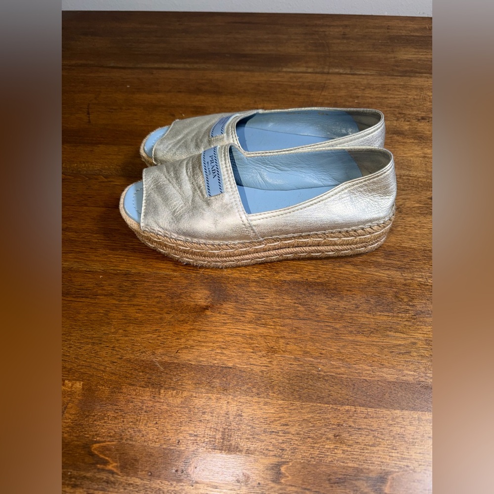 Prada Metallic Silver Espadrilles - Picture 2 of 12